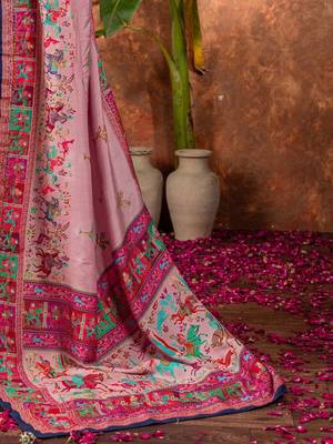 Mauve ethnic motifs silk blend saree 5