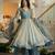 Teal silk blend embroidered palazzo set