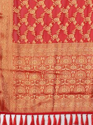 red woven design zari georgette kanjeevaram saree 5