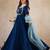Dark-blue silk blend embroidered anarkali set