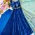 Dark-blue silk blend embroidered anarkali set