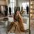 Gold silk blend embroidered sharara set