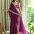 Burgundy tissue mirror work border saree