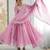 Pink faux georgette embroidered flared gown set