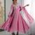 Pink faux georgette embroidered flared gown set