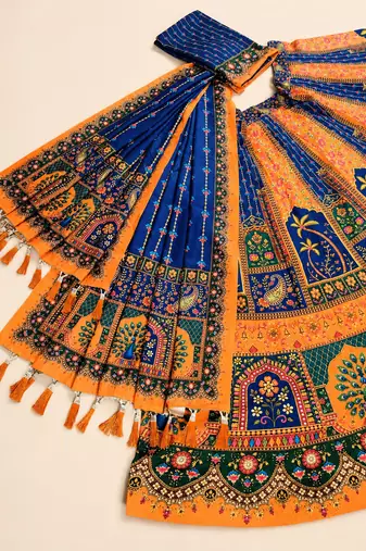 multicolor printed poly cotton navratri lehenga choli