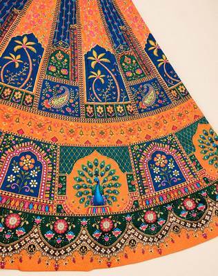 multicolor printed poly cotton navratri lehenga choli 6