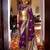 purple floral woven design zari banarasi silk blend saree
