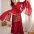 Dark-red georgette embroidered palazzo set