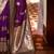 purple floral woven design zari banarasi silk blend saree