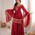 Dark-red georgette embroidered palazzo set