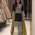 Black silk blend embroidered palazzo set