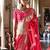 pink ethnic motifs woven design zari banarasi silk blend saree