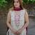 White silk blend embroidered farshi salwar set
