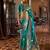 blue women woven design zari banarasi silk blend saree