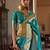 blue women woven design zari banarasi silk blend saree