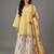 Yellow cotton poly embroidered palazzo set