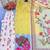 Yellow cotton poly embroidered palazzo set