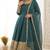 Dark-teal crepe embroidered flared gown set