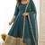 Dark-teal crepe embroidered flared gown set