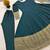 Dark-teal crepe embroidered flared gown set