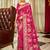 Pink ethnic motifs zari silk blend banarasi saree
