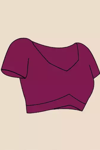 burgundy cotton blend saree with blouse piece