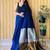 navy blue women solid cotton blend saree