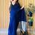 navy blue women solid cotton blend saree