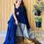 navy blue women solid cotton blend saree
