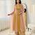 Yellow silk blend embroidered flared gown set