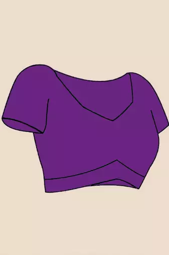 purple cotton blend saree with blouse piece