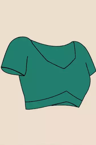 green cotton blend plain saree