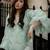 Green silk blend embroidered kurta set