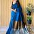 teal cotton blend saree with blouse piece