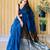 teal cotton blend saree with blouse piece