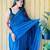 teal cotton blend saree with blouse piece