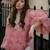 Pink organza embroidered kurta set