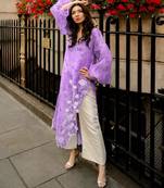 Purple organza embroidered kurta set
