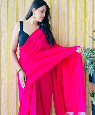 pink cotton blend khadi saree with blouse 4