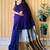 blue colourblocked solid cotton blend saree