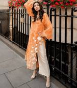 Orange organza embroidered kurta set