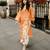 Orange organza embroidered kurta set