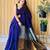blue colourblocked solid cotton blend saree