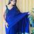 blue colourblocked solid cotton blend saree