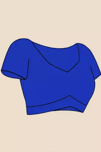 blue colourblocked solid cotton blend saree