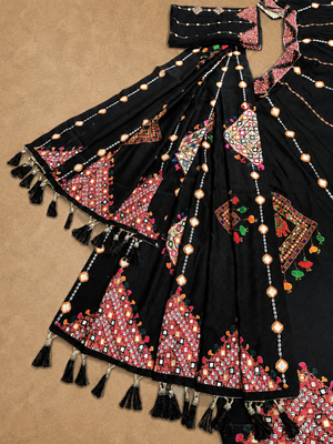 black mirror work cotton navratri lehenga choli 6