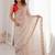off white off white satin ethnic embellished party wear matching blouse sarees