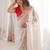 off white off white satin ethnic embellished party wear matching blouse sarees