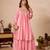 Pink silk blend embroidered sharara set